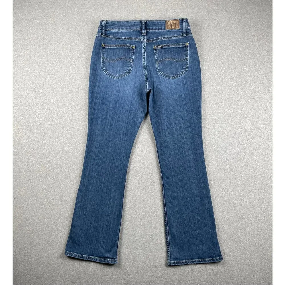 y2k LEE Jeans Womens 8s Blue Bootcut Mid Rise Medium Wash Retro 90s VTG Western